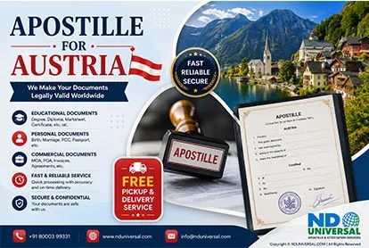 Apostille Services for Austria for degree, birth, marriage, and commercial documents.