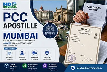 Police Clearance Certificate Apostille services in Mumbai for international document legalization.